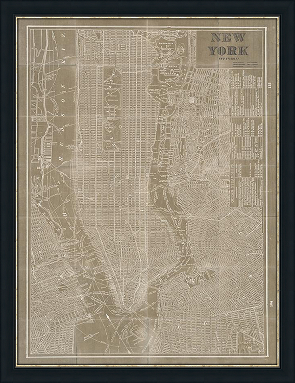 Blueprint Map New York Taupe